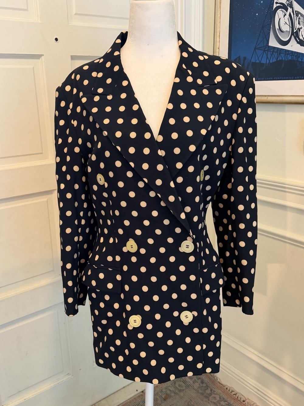 “Vintage 90s Michael Kors Made in Italy Polka Dot Double Breasted Blazer Sz 4